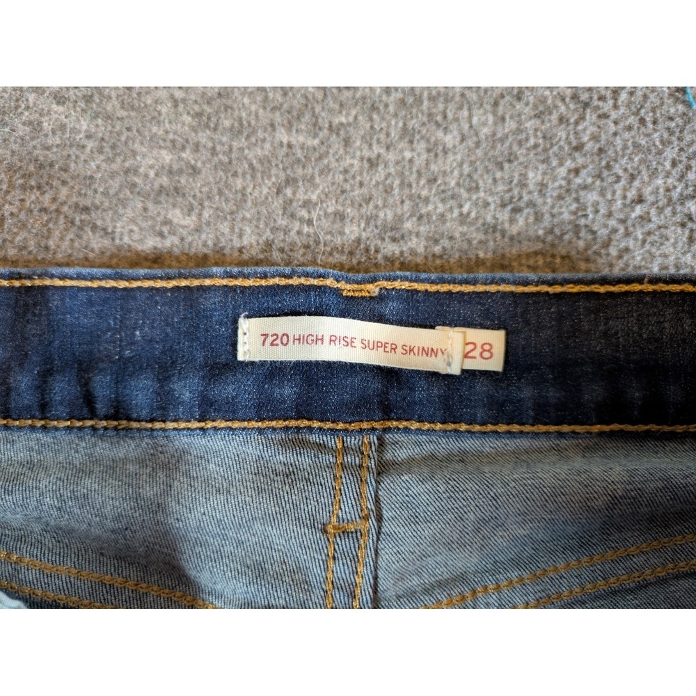 Levi's Jeans‎ Women's 720 High Rise Super Skinny W28 Dk blue Soft Denim - Picture 6 of 8